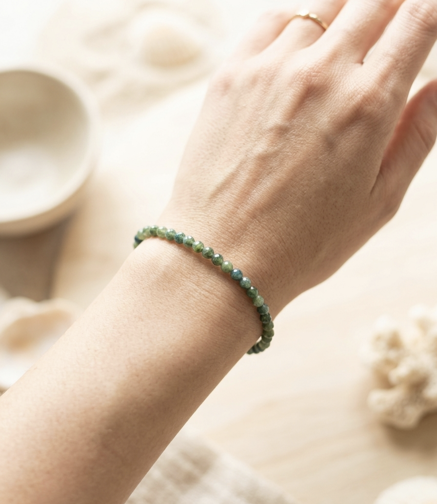 Pulseira Turmalina Verde multifacetada 4mm