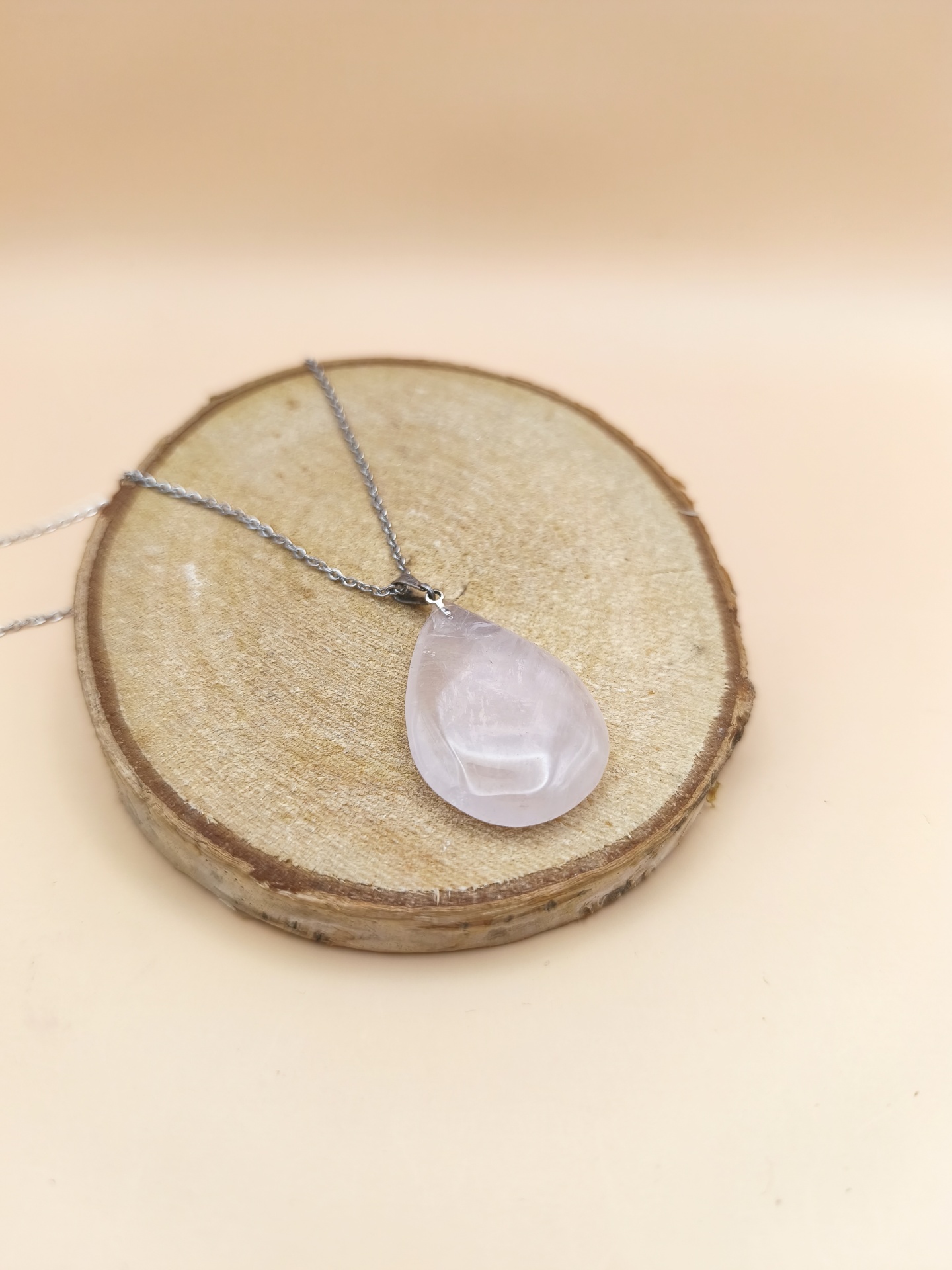 Colar Quartzo Rosa Gota