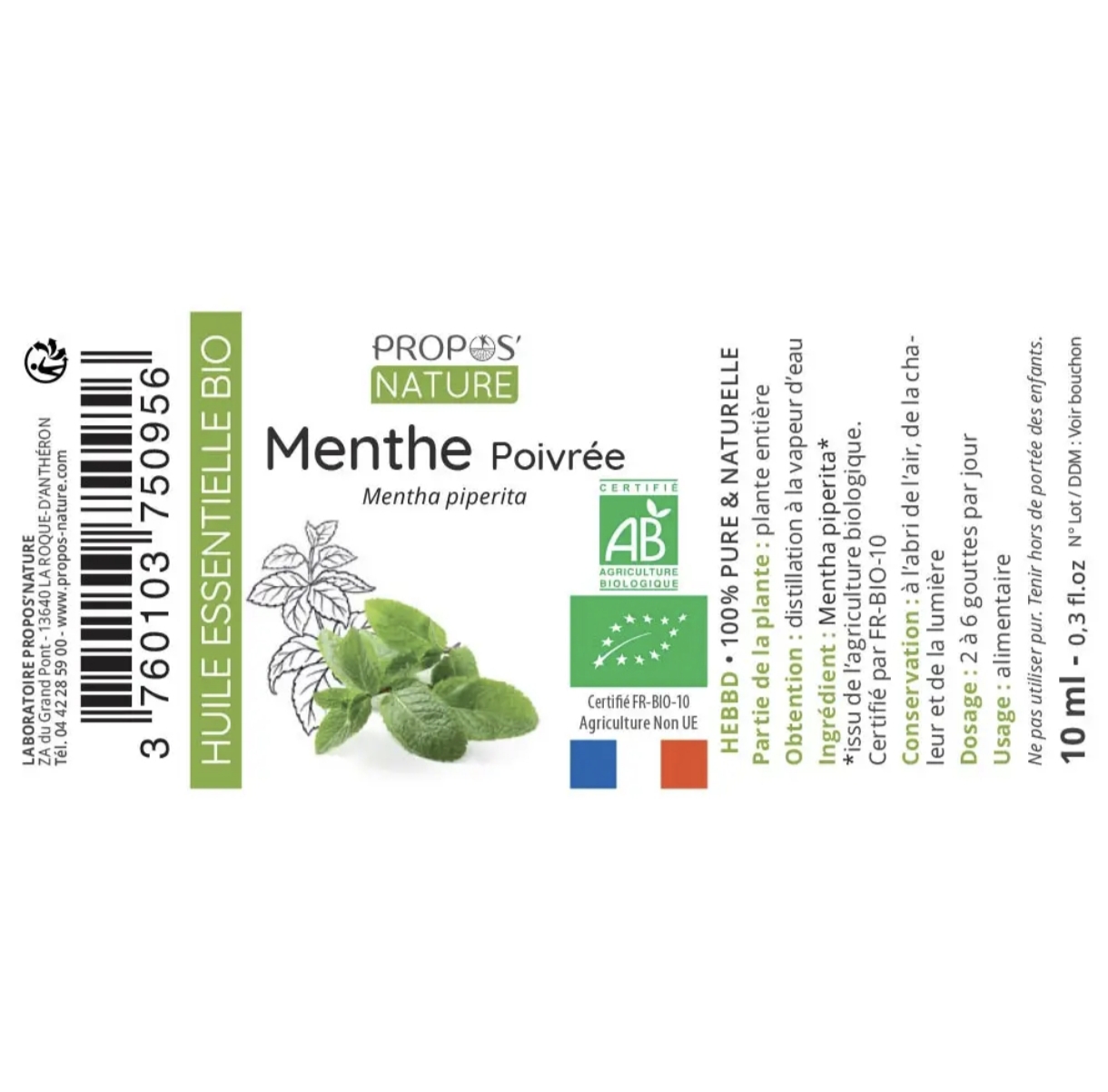 Óleo Essencial Hortelã-Pimenta Bio 10ml