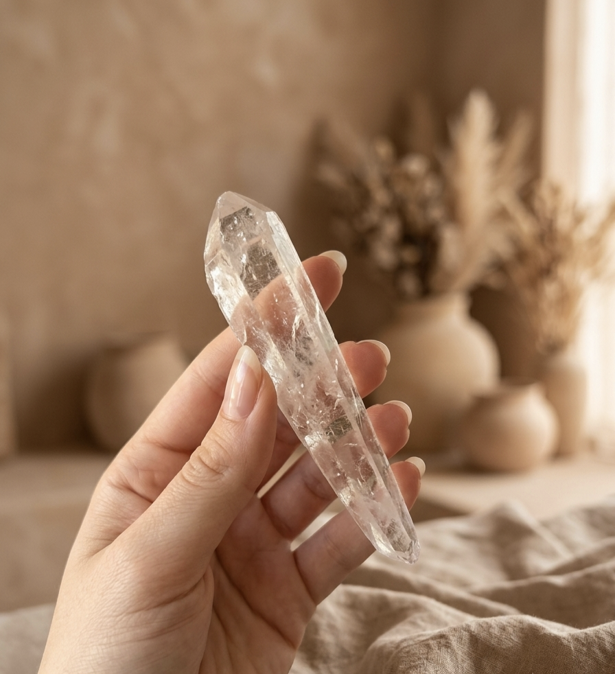 Ponta de Quartzo Cristal Lemuriano Lazer  (10cms)