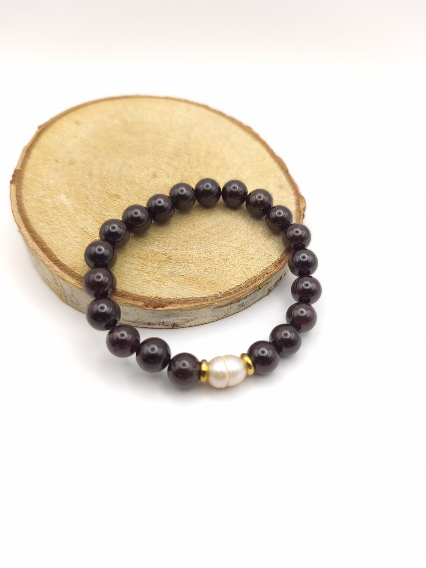 Pulseira de granada com pérola