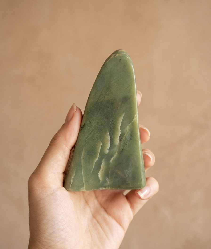 Jade Nefrite polida (445g) (14x7 cms)