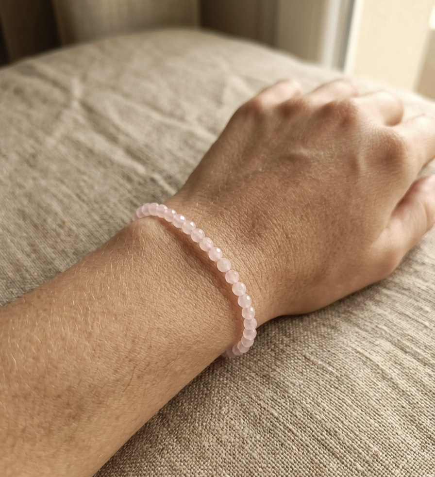 Pulseira Quartzo Rosa multifacetada 3 mm