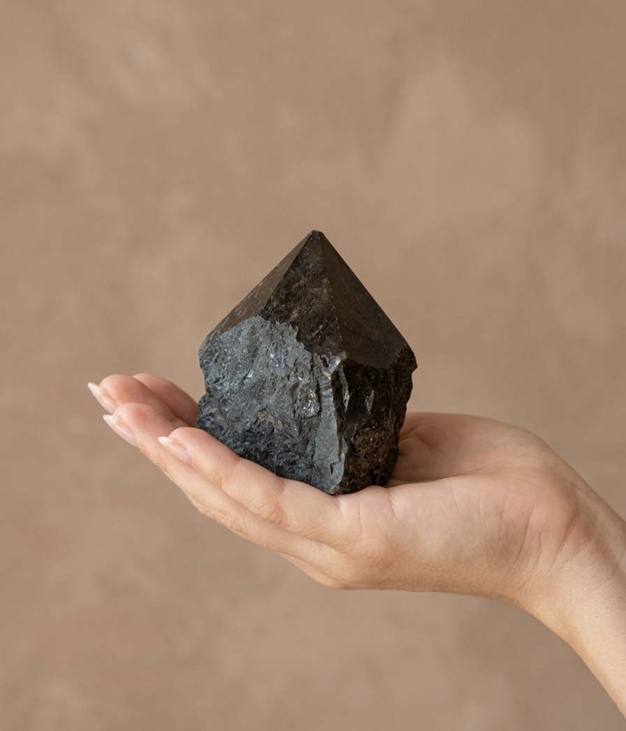 Ponta semi-polida Turmalina Preta (8x6 cms)
