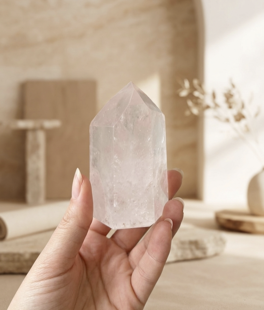Ponta Polida Quartzo Cristal (200/225g) 7 a 8 cms