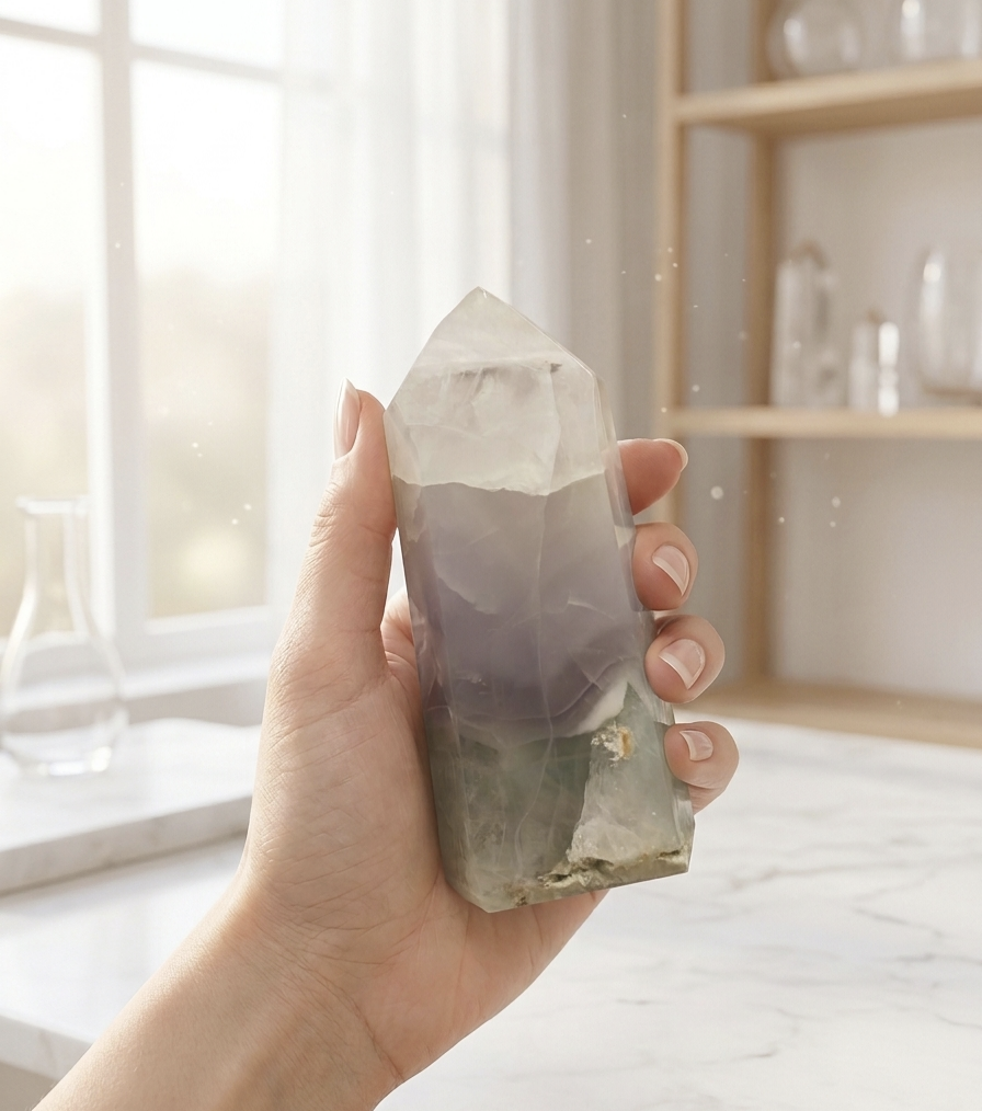 Ponta Polida Fluorite Arco Íris (600g) (13x5 cms)