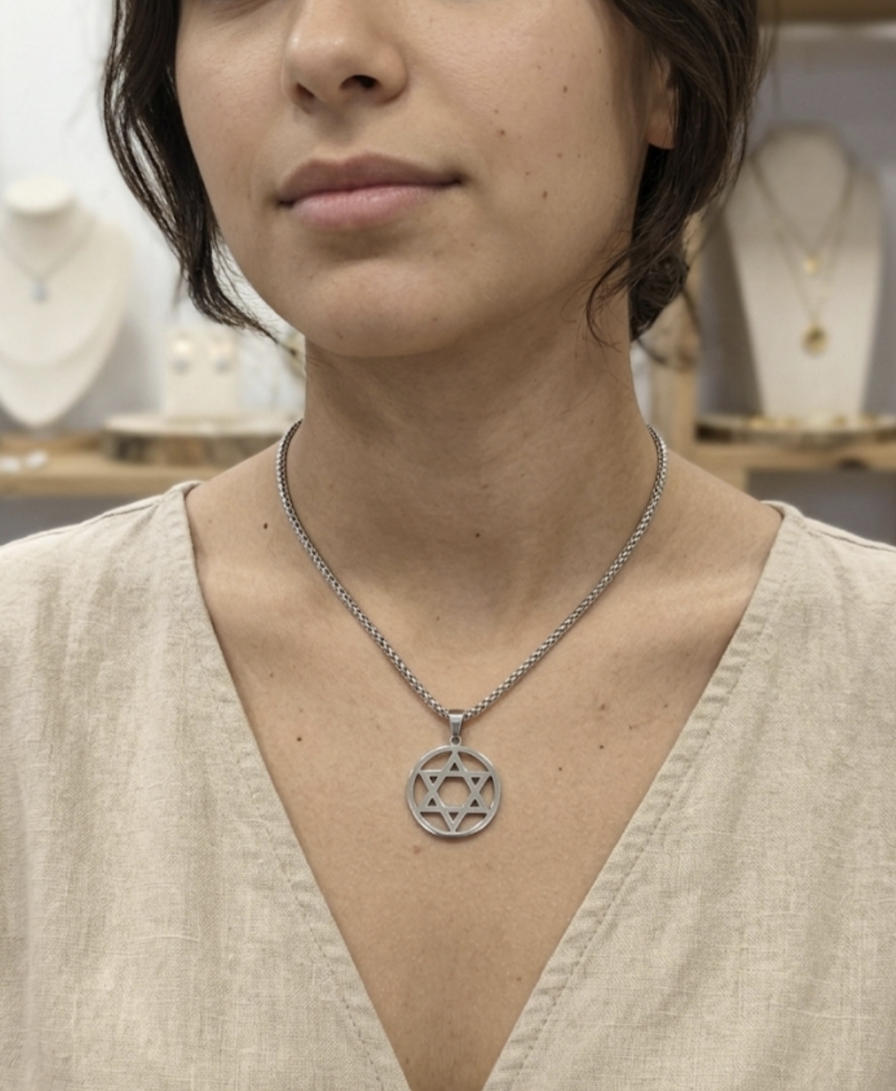 Colar Estrela de Davi (aço)