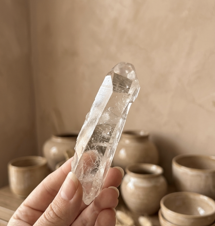 Ponta de Quartzo Cristal Lemuriano Lazer  (9 cms)
