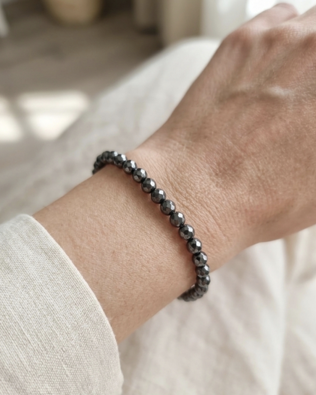 Pulseira de Hematite facetada