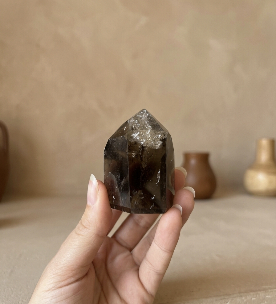 Ponta Polida Quartzo Fumado (145g)