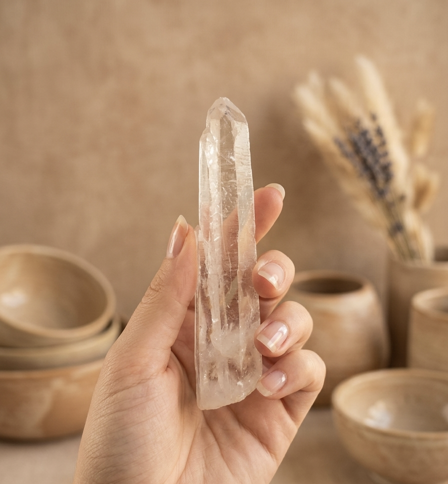 Ponta de Quartzo Cristal Lemuriano Lazer  (11 cms)