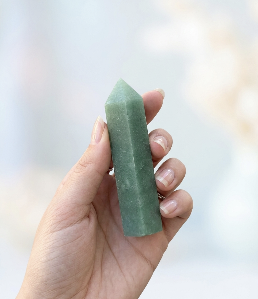 Ponta Polida Quartzo Verde 9cms