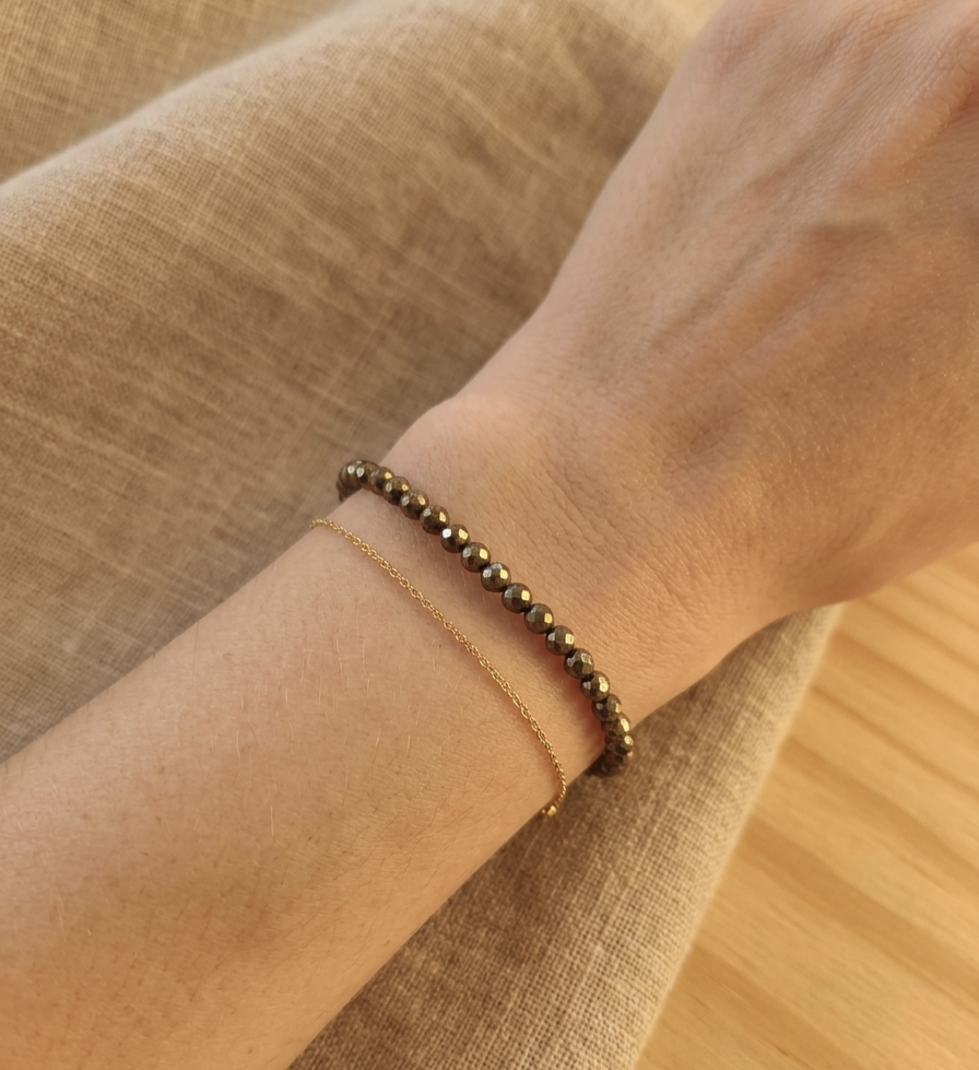 Pulseira de Pirite multifacetada 4mm