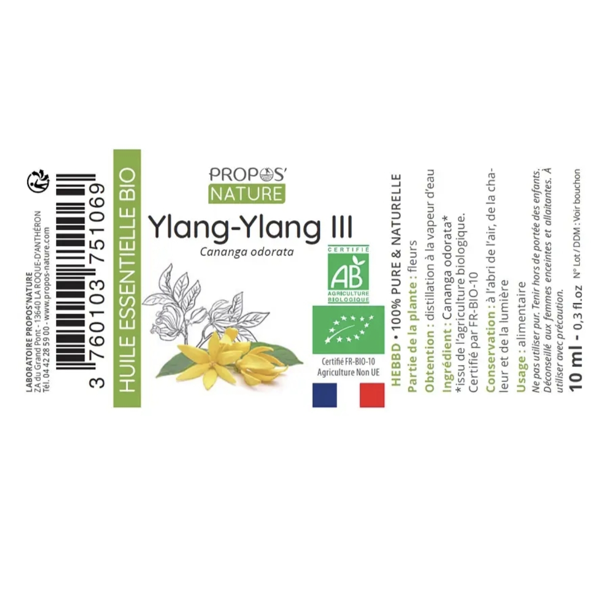 Óleo Essencial Ylang Ylang Bio 10ml