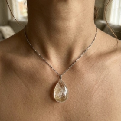 Colar Quartzo Rutilado Gota