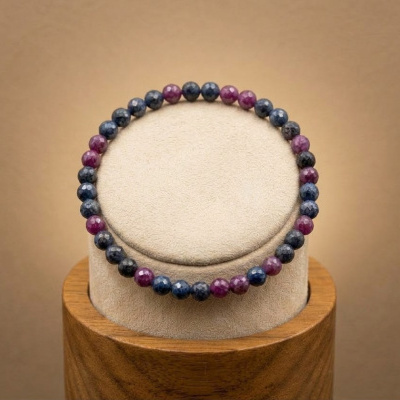 Pulseira multifacetada rubi e safira 3mm