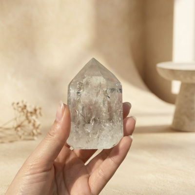 Ponta Polida Quartzo Cristal (125/150g) 6 a 7 cms