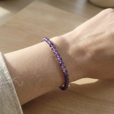 Pulseira Ametista multifacetada 4mm