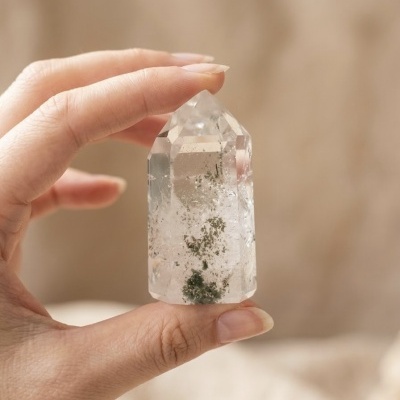 Ponta Polida Quartzo Cristal (100/125g) 6 a 7 cms