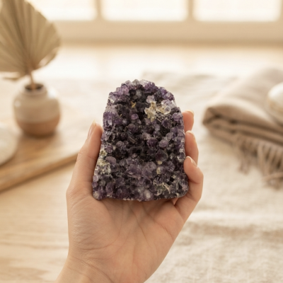 Drusa de Ametista Base Plana - Transmutação e Paz  570g