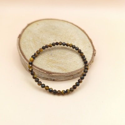 Pulseira olho tigre multifacetada 3mm
