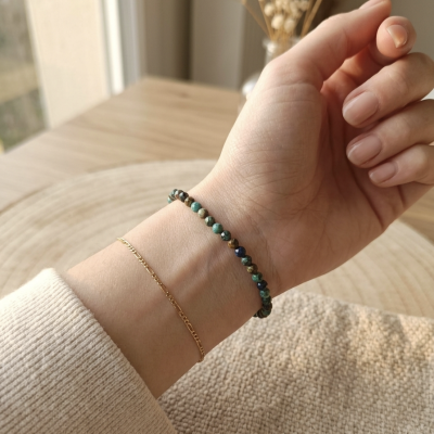 Pulseira Crisocola multifacetada 4 mm