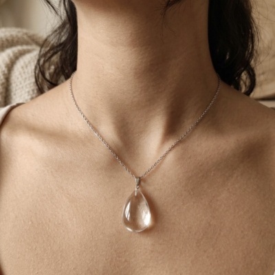Colar Quartzo Cristal Gota