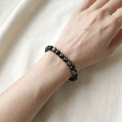 Pulseira Obsidiana Dourada 8mm