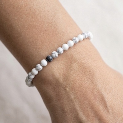 Pulseira Howlite Branca 4mm
