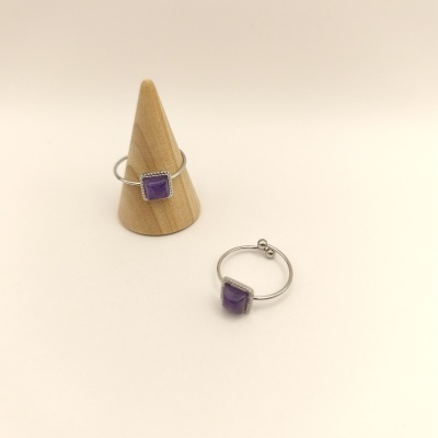 Anel de aço com ametista