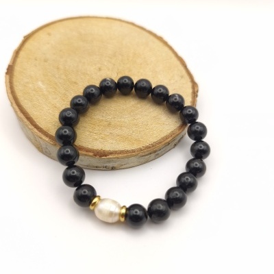 Pulseira de turmalina com pérola