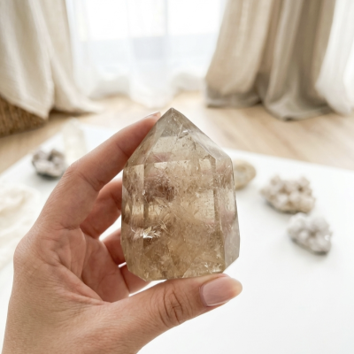 Ponta Polida Citrino Natural (425g) (9x6 cms)