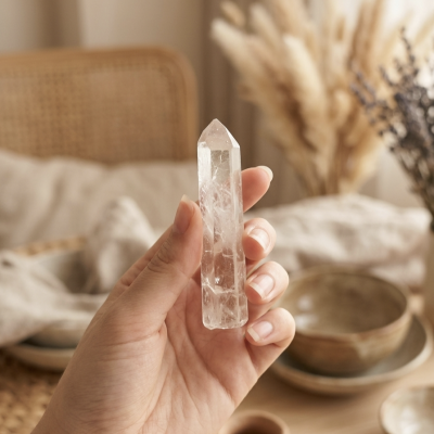Ponta de Quartzo Cristal Lemuriano Lazer  (8 cms)