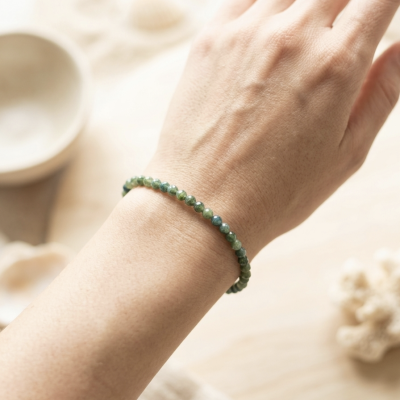 Pulseira Turmalina Verde multifacetada 4mm