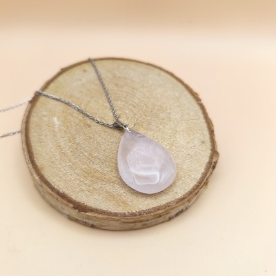 Colar Quartzo Rosa Gota