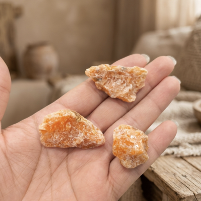Calcite Laranja Bruta: Purificação de Ambientes (2/3 cms)