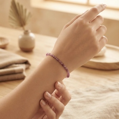 Pulseira de Turmalina Rosa Multifacetada 4mm