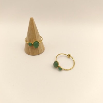 Anel de aço com quartzo verde