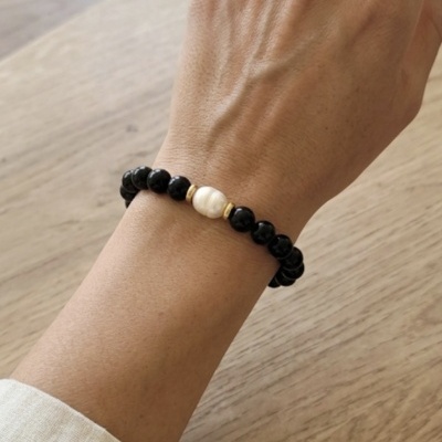 Pulseira Turmalina com Pérola