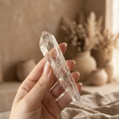 Ponta de Quartzo Cristal Lemuriano Lazer  (10cms)