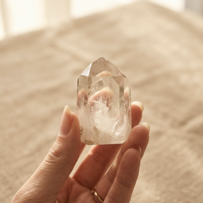 Ponta Polida Quartzo Cristal (80/100g) 5 a 6 cms