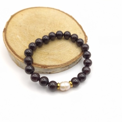 Pulseira de granada com pérola
