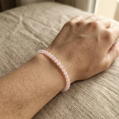 Pulseira Quartzo Rosa multifacetada 3 mm