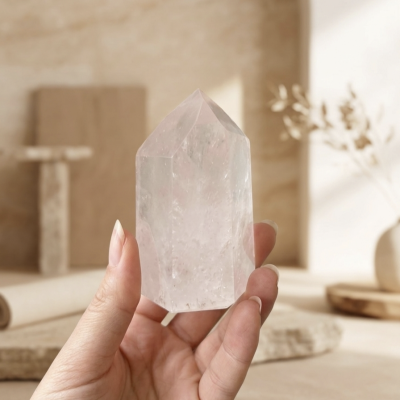 Ponta Polida Quartzo Cristal (200/225g) 7 a 8 cms