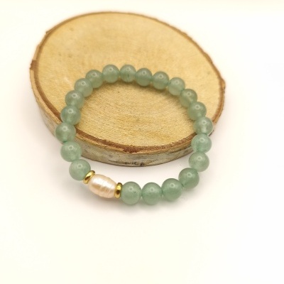 Pulseira de quartzo verde e pérola