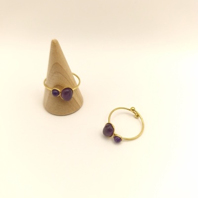 Anel de aço com ametista