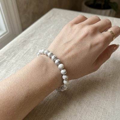 Pulseira de Howlite Branca 8mm