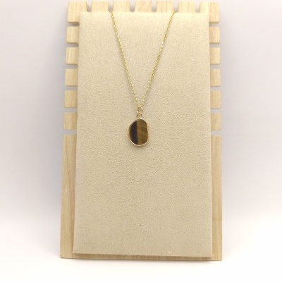 Colar de aço com pingente olho de tigre