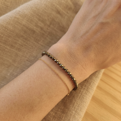 Pulseira de Pirite multifacetada 4mm