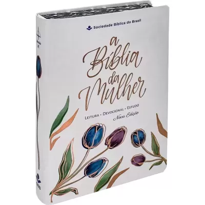 Bíblia da Mulher Compacta | Capa Luxo Branca Tulipa